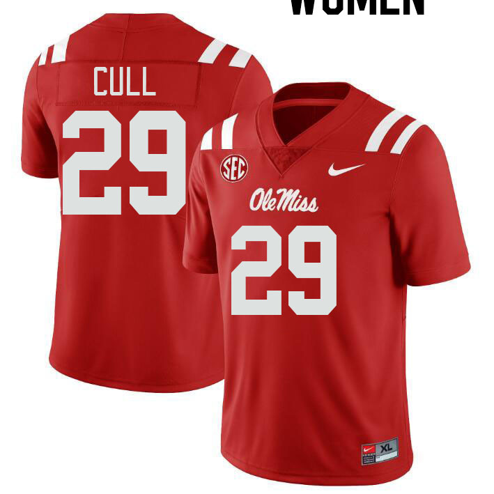 Women #29 Nick Cull Ole Miss Rebels College Football Jerseyes Stitched Sale-Red - Click Image to Close